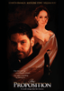 Movie poster for The Proposition DVD (1998), a murder mystery film, featuring portraits of a bearded man and a woman in formal attire, with another man kneeling and holding a ring at the bottom. Text includes cast names, the film’s tagline, and NTSC Region ALL details for this Kenneth Branagh DVD release.