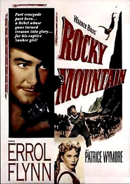 Bring home the excitement of classic cinema with the Rocky Mountain (1950) DVD. This Civil War western’s vibrant poster showcases Errol Flynn and Patrice Wymore, depicting a suspenseful scene with a determined man’s face, a courageous woman, a rider on horseback, and action atop dramatic cliffs—all anchored by the bold red film title. A must-have collectible for fans of vintage movies!.