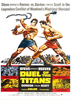 Two muscular men, dressed as ancient warriors, clash with clubs above turbulent scenes of battle and chaos. Boldly emblazoned text announces: Romulus and Remus aka Duel of the Titans DVD (1961). Inspired by the classic sword-and-sandal film starring Steve Reeves, the poster bursts with vivid colors and dynamic illustrations that capture the action-packed spirit of this cinematic epic.