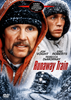Two men in winter gear stand amidst swirling snow, their expressions resolute. Below, a speeding train hurtles through a wintry landscape. Text displays the actors’ names and the title: Runaway Train DVD (1985)—a gripping adventure now available as a rare find for classic film collectors.
