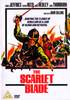 Movie poster for The Scarlett Blade DVD (1963), also known as The Crimson Blade, features a soldier brandishing a sword, fighters amidst flames in the background, and a woman clad in a red dress. Cast names—including Oliver Reed—are prominently displayed alongside the tagline: “Igniting the flames of rebellion in a land of blood and betrayal.” A must-have for fans of classic movies on DVD.