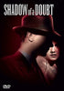A man in a fedora stands in shadow beside an illuminated woman’s face on the Shadow of a Doubt DVD (1991) cover—a must-have for rare movie collectors. The title appears at the top.