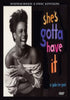 A black-and-white image of a woman laughing appears beside vibrant text that says “She’s Gotta Have It.” The rare DVD cover for She’s Gotta Have It (1986) 2 Discs features the tagline “a Spike Lee joint” and highlights the WIDESCREEN 2-DISC EDITION, commemorating Spike Lee’s debut film.