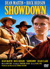 Movie poster for Showdown DVD (1973) featuring two cowboys in hats and a woman’s face in the background, with bold yellow and blue text listing stars Dean Martin, Rock Hudson, and Susan Clark. A DVD Video logo appears in the corner—a striking tribute to classic western DVD releases and an excellent addition for collectors of rare movies on DVD.
