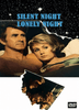 A man and a woman lie in bed together, looking thoughtful. Above them, the title "Silent Night Lonely Night DVD (1969)" appears against a starry background. Below, a torn photo shows the same couple cuddling. This rare New England Christmas movie is available as a Shirley Jones DVD, with a DVD video logo featured in the corner.