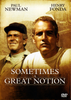 DVD cover for Sometimes A Great Notion DVD (1970) features two men looking forward, with the names Paul Newman and Henry Fonda displayed above the title. The sepia-toned design gives it a vintage appeal, making this Sometimes A Great Notion DVD (1970) a standout addition to any rare or hard-to-find movie collection.