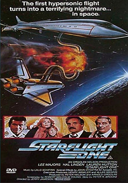 The movie poster for Starflight One The Plane That Couldn’t Land DVD (1983) features a futuristic jet in space, a shuttle, an explosion, and the faces of four actors below, along with the tagline: “The first hypersonic flight turns into a terrifying nightmare... in space.” Perfect for collectors of rare movies on DVD, this classic sci-fi disaster film is now available as Starflight One The Plane That Couldn’t Land DVD (1983).
