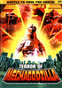 Terror of MechaGodzilla DVD (1975) cover art showcases Mechagodzilla against a dramatic cityscape, with human characters in suits and the bold tagline Battle to Save the Earth! in striking red and yellow. An essential addition for classic movie fans and collectors looking to add an iconic Godzilla DVD to their collections.