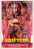Retro-style movie poster for The Editor (2014) DVD, fusing horror-comedy and giallo vibes. Features dramatic portraits of distressed characters, a woman on an editing machine, and bold yellow-red title text at the bottom.