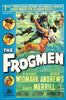 Vintage movie poster art for The Frogmen (1951) DVD features divers in military gear underwater and parachuting, with portraits of three actors along the side. Bold lettering showcases the film’s title, stars, and a tagline about underwater commandos in this WWII demolition thriller—a must-have for collectors of rare, hard-to-find movies and fans of classic films on DVD.