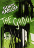 Vintage The Ghoul (1933) DVD poster features Boris Karloff’s bold name, eerie green and black colors, a spectral figure behind bars, and shadowy faces—ideal for classic movie fans or vintage horror collectors.