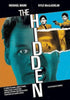 DVD movie poster for The Hidden (1987) DVD—a cult classic featuring a split face in blue and beige tones, with two men aiming guns and striking typography. This 1980s sci-fi action thriller showcases its tagline and film details at the base, making it an essential addition for collectors and fans of rare DVDs.
