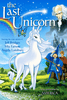 A majestic white unicorn stands in a vibrant fantasy world with a castle, wizard, prince, butterfly, and wise old man. The text highlights the voices of Jeff Bridges, Mia Farrow, and Angela Lansbury. Title: The Last Unicorn (1982) DVD—an animated fantasy film cherished by fans of rare classic movies.