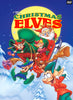 Animated cover features Santa riding in a sleigh pulled by elves, soaring over snowy hills under the night sky. The elves are delivering gifts, and the bold title “The Christmas Elves” appears in red and yellow lettering. Ideal for collectors of rare films on DVD, The Christmas Elves (1995) DVD brings classic holiday magic to your home.