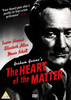 Black-and-white DVD cover featuring a man’s face, with bold red text reading The Heart of the Matter. Additional text lists stars Trevor Howard, Elizabeth Allan, and Maria Schell, along with a quote praising Trevor Howard’s performance. The Heart of the Matter DVD (1953) is a must-have for fans of classic movies.
