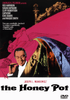 The Honey Pot DVD (1967) movie poster showcases illustrated characters, including a tuxedo-clad man and a stylish woman in pink, with text featuring the cast—such as Rex Harrison—and director, plus a witty tagline about an elegant murder case; an excellent addition for collectors of rare classic movies.