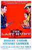 Movie poster for The Last Hunt (1956) DVD, a classic Western film, features two men aiming guns at each other with a woman standing between them. Against a striking red background, the title and cast appear at the bottom—an excellent addition for collectors seeking rare movie DVDs or looking to add The Last Hunt (1956) DVD to their collection.
