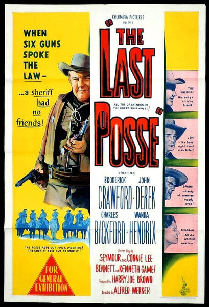 Product Description: Movie poster for The Last Posse (1953) DVD, a classic Western film, depicting a sheriff aiming his gun, a posse of riders, cast names, and vibrant panels with character portraits and memorable quotes. Poster text reads: “When six guns spoke the law—a sheriff had no friends!”. An ideal collectible for movie enthusiasts searching for rare DVDs.
