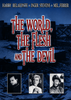 Bring home The World, The Flesh and the Devil DVD (1959) featuring a film poster with dramatic city ruins in the background, the bold red title “The World, The Flesh and The Devil,” and headshots of three stars—including Harry Belafonte—at the bottom. A must-have for classic movie collectors or anyone searching for rare movies on DVD.