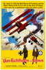 Immerse yourself in wartime history with the Von Richthoften vs Brown (1971) DVD. The movie poster features a dramatic aerial dogfight between red and brown biplanes, pilots exchanging fire, and turbulent clouds of battle. Bold red and yellow title and credits line the bottom, highlighting this classic war drama centered on von Richthofen and Brown. A must-have addition to any Red Baron movie collection!.