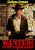A man in a cowboy hat and coat grips two pistols in front of a rugged stone building, embodying the tough essence of Spaghetti Western cinema. The poster features the names Giuliano Gemma and "Wanted! Für drei lumpige Dollars," bringing to life the excitement of classic vintage films. The bottom right corner showcases the Wanted DVD logo, highlighting the Wanted DVD product.
