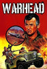 Stylized Warhead (1977) DVD movie poster features a serious man's portrait, a missile in crosshairs, and three armed men in a green jeep with flames and a red background—a must-have for rare movie collectors.