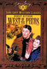 A vintage West of the Pecos (1945) DVD cover showcases a dramatic scene of a man holding a gun and protecting a woman, with horses and cowboys in the background. Evoking the excitement of classic Westerns, this striking image captures the adventurous spirit that defines Robert Mitchum’s unforgettable performance. The border proudly displays "Zane Grey Western Classics," reinforcing the timeless appeal found in every West of the Pecos (1945) DVD collection.
