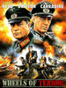 Wheels of Terror (1987) DVD movie poster displays two stern German WWII soldiers above a dramatic battle scene with tanks, explosions, and troops; stars Reed, Davison, and Carradine are listed at the top.