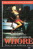 A woman in a red outfit sits on a bed in a city apartment. The DVD cover for Whore DVD (1991) reads: WHORE. This is no bedtime story. Starring Theresa Russell in a Ken Russell film—one of the classic movies on DVD for fans of bold and provocative cinema.