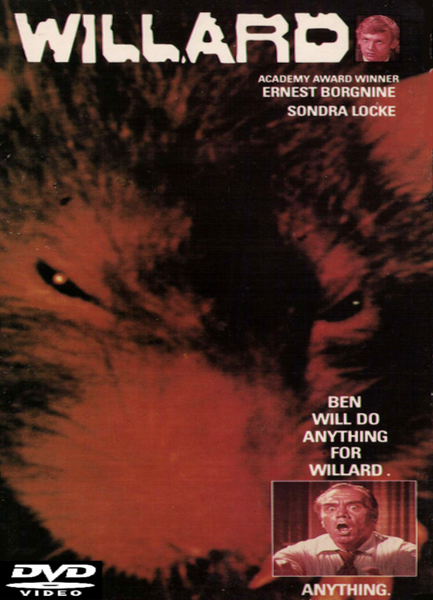 Immerse yourself in the suspense of Willard (1971) with this DVD featuring a striking close-up of a rat’s face and the bold WILLARD title. Below, a small box reveals the terrified expression of the lead character, accompanied by the chilling tagline: “Ben will do anything for Willard. Anything.” A must-have addition to any rare film collection, this classic thriller comes on DVD—watch for the authentic DVD Video logo in the corner!.