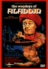 The Wonders of Aladdin DVD (1961) features a captivating movie poster showcasing a man in a red turban, a magical flying carpet, a romantic couple, and an enchanting castle amidst golden sparkles and mystical imagery. Ideal for classic movie collectors or anyone searching for rare, hard-to-find DVDs, this artwork celebrates the timeless magic of wishes coming true.