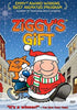 Cartoon cover of Ziggy's Gift DVD (1982) features Ziggy dressed in a Santa suit with a scarf, carrying a sack. A cat and dog follow him through a snowy city street, while the Emmy Award logo and quotes appear at the top and bottom—making this Ziggy's Gift DVD (1982) the perfect addition to your collection of Christmas specials DVDs.