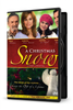 A Christmas Snow DVD case featuring a collage of four actors at the top and a small angel figurine in the foreground.