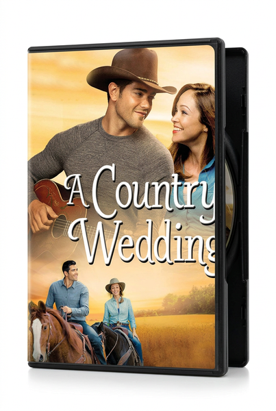 A Country Wedding DVD (2015) case showing a man and woman on the top cover and the same pair riding horses on the bottom.