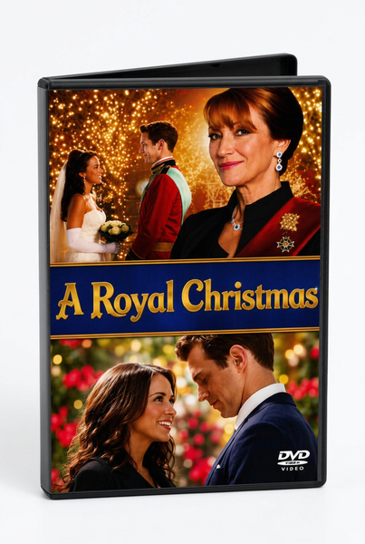DVD case for the A Royal Christmas (2014) DVD, featuring a montage of the main characters against a backdrop of holiday lights.