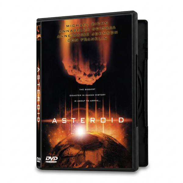 The Asteroid DVD (1997) case shows a massive rock hurtling toward a planet.