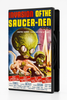 DVD case for Invasion of the Saucer Men (1957) featuring a large-headed alien holding a woman, with flying saucers in the background.