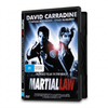 DVD case for the Martial Law (1990) film, featuring actors in police uniforms posed in fighting stances against a dark cityscape background.