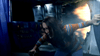 A terrified woman clings to airplane seats as wind and flames roar through a hole in the cabin at night—a thrilling scene from Flight World War II (2015) DVD.