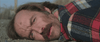 A man with a mustache and messy hair lies on the ground in a red and black plaid jacket, recalling scenes from "The Editor (2014)" DVD, as he looks ahead with a serious expression reminiscent of giallo horror-comedy.