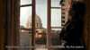 A woman in Victorian-era clothing stands by a window, gazing at a cityscape with a domed building—just like a scene from "Madame Nobel (2014)" on DVD, perfect for your world cinema collection.