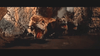 A three-headed dog with chains around its neck stands in a dark, smoky setting, evoking the ominous world of Italian peplum cinema as seen in "Goliath and the Dragon (1960)" on DVD.