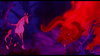 A radiant white unicorn confronts a fierce, flame-maned red bull in a shadowy, magical forest bathed in purple and blue hues, perfectly capturing the enchanting spirit of the animated fantasy film The Last Unicorn (1982) DVD—a true treasure among rare classic movies.