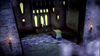 An animated scene shows a van parked inside a large, dimly lit stone hall with glowing windows, torches, and people standing near the steps of a grand entrance—a setting perfect for a Halloween movie like Dear Dracula (2012) DVD or other classic DVDs.